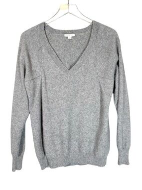 GARNET HILL Women's Small Cashmere V-Neck Light Grey Sweater